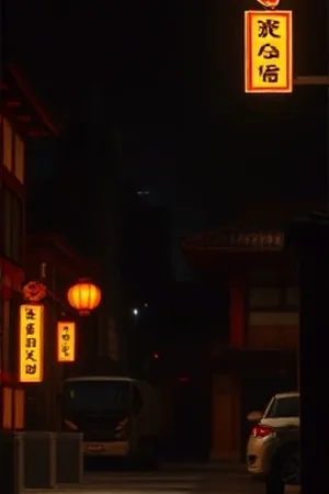 港口夜景主题主视觉，集装箱吊机与远处灯塔构成冷暖对比