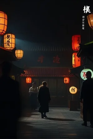 末班车向北海报，空旷夜路上一辆公交车的尾灯