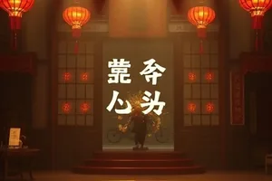 渡口十八时海报，傍晚渡船靠岸与拾级而上的乘客